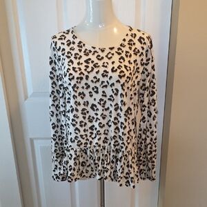 Lucky Brand Animal Print Blouse - Black and White